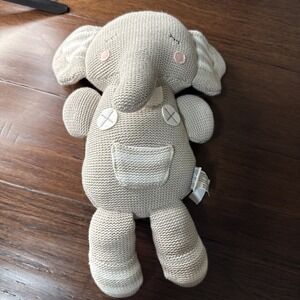 Theodore Elephant Living Textiles Knitted Gray Plush w/ Rattle Sensory 14" BABY